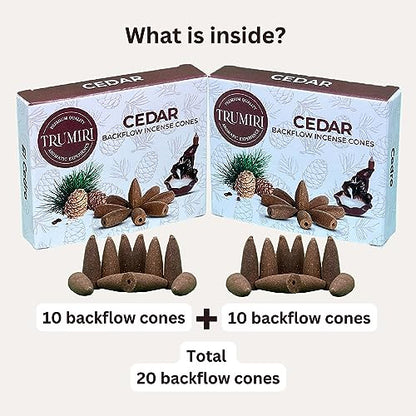 Cedar Backflow Incense Cones - Dual Pack of 10 Cones - Waterfall Effect - color: Cedar, size: Pack of 2 (20 Cones)