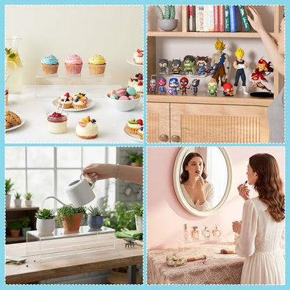 Acrylic Shelf Riser 10x4.7x3 pack of 2, Desktop Rectangular Acrylic Tray Pedestal Stand for Home Décor, Figures, Manga or Other Collectibles, 10x4.7x3 Inch - size: 10x4.7x3 Inch