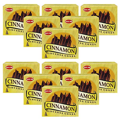 Cinnamon Incense Cones and Cone Incense Burner Bundle Insence Insense Hem Incense - color: Cinnamon