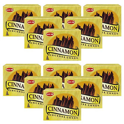 Cinnamon Incense Cones and Cone Incense Burner Bundle Insence Insense Hem Incense - color: Cinnamon