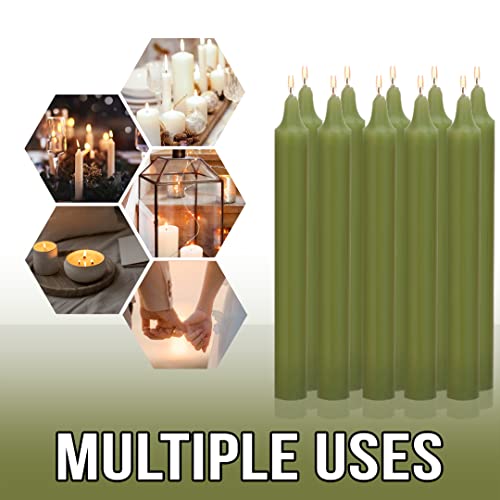 Raajsee Unscented Mini Taper Candles (Green) – 4 Inch Height × 0.5 Inch Diameter | Smokeless & Dripless | Paraffin Wax with Cotton Wicks | Long Burning (Pack of 20) - color: Green, size: 4 Inch - Pack of 40