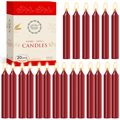 Raajsee Unscented Mini Taper Candles, Red, 5 Inches, Pack of 20 - color: Red, size: 5 Inch - Pack of 20