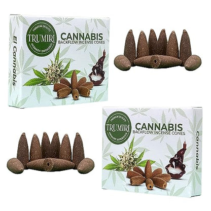 TRUMIRI Cannabis Backflow Incense Cones - Total 20 Incense Cones Waterfall - Dual Pack of 10 Incense Backflow Cones - Waterfall Incense Cones - Incense Waterfall Cones - color: Cannabis, size: Pack of 2 (20 Cones)