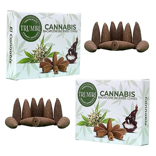 TRUMIRI Cannabis Backflow Incense Cones - Total 20 Incense Cones Waterfall - Dual Pack of 10 Incense Backflow Cones - Waterfall Incense Cones - Incense Waterfall Cones - color: Cannabis, size: Pack of 2 (20 Cones)