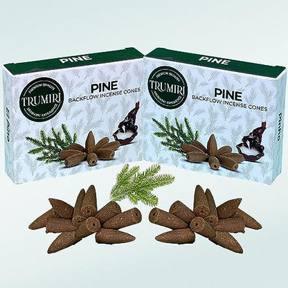 Pine Backflow Incense Cones - Dual Pack of 10 Cones - Waterfall Effect - color: Pine, size: Pack of 2 (20 Cones)