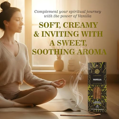 LOTS OF ZEN Vanilla Incense Sticks, Hand-Rolled, 8-Inch, 70 Count - color: Vanilla