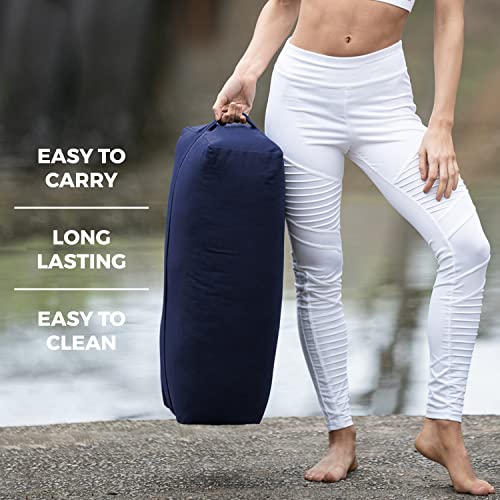 Firm Large Yoga Bolster, 24x12x6in - color: Dark Blue - Zippered Cover, size: 1 Pack