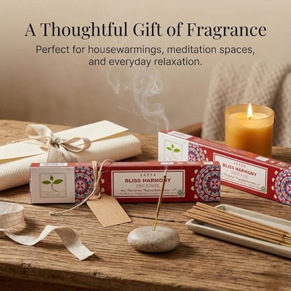 Earth Satya Bliss Harmony Perfumed Incense Sticks 15g (Pack of 6) Hand Rolled Natural Incense for Meditation Relaxation and Home Fragrance - size: Pack of 6