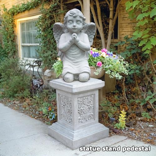 Classic Statuary Stand Outdoor Pedestal Sculpture Decor Plinth Base Riser, Garden or Home Resin Statuary Pedestal, 12.6" Tall, 7.3 Pounds