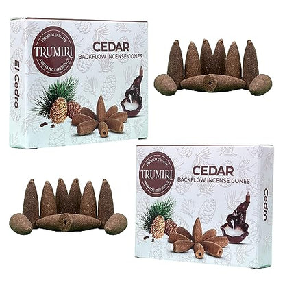 Cedar Backflow Incense Cones - Dual Pack of 10 Cones - Waterfall Effect - color: Cedar, size: Pack of 2 (20 Cones)