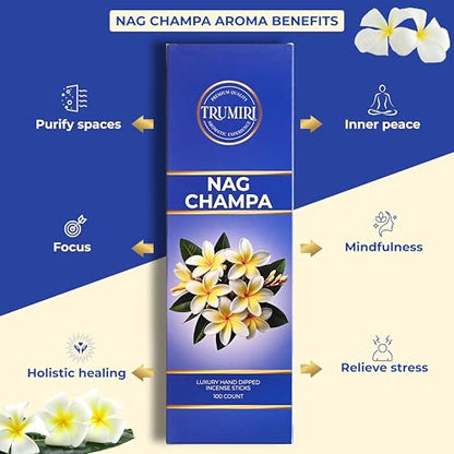 Nag Champa Incense Sticks - Pack of 100 Inscents-Sticks - Scented Insence Made with Natural Ingredients - Indian Spiritual Inciensos Non Toxic Agarbatti Insense - color: Nag Champa