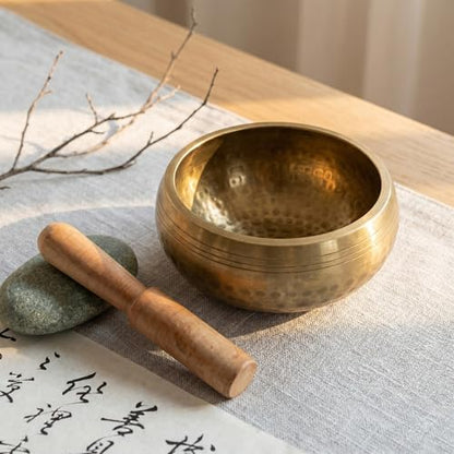 5" Tibetan Singing Bowl Set, Pure Copper Handcrafted Meditation Bowl - size: 13*13CM
