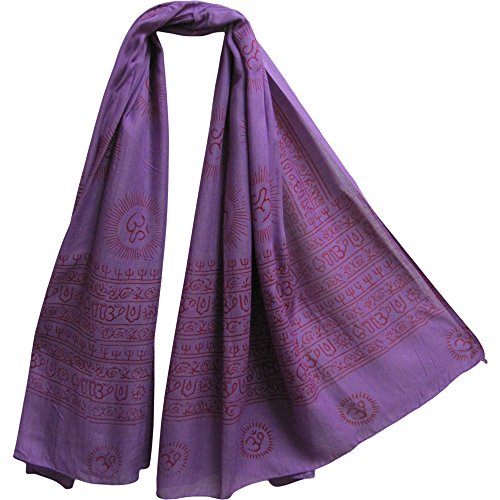 Om Ohm Mantra Yoga Meditation Cotton Altar Cloth Prayer Shawl Tapestry Large - color: Purple