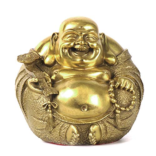 Charm Fengshui Products Laughing Buddha Statue Maitreya Figurine,Brass Buddhas Statues and Sculptures for Home and Office Decor & Car Ornaments,Creative Decorations Happy Buddha (Medium) - size: Medium