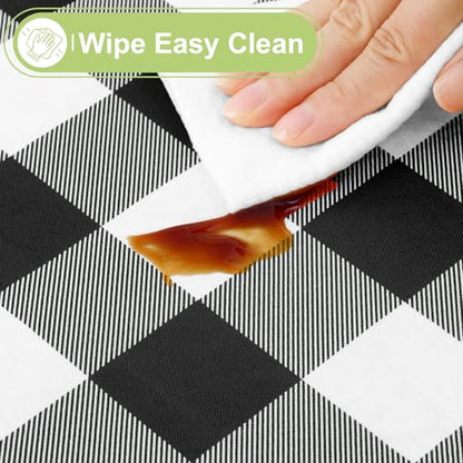 Smiry Picnic Table Cloth, Vinyl Tablecloths with Flannel Backing, 52"x70" - color: Black & White, size: 70" x 52" (Rectangular)