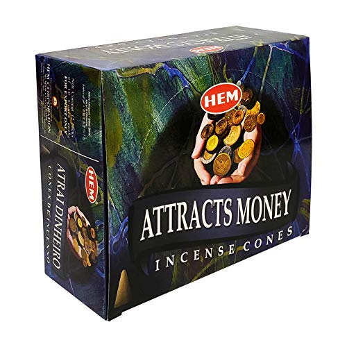 Attracts Money Incense Cones and Cone Incense Burner Bundle Insence Insense Hem Incense - color: Attracts Money