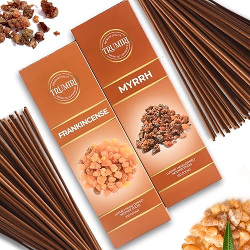 Frankincense & Myrrh - Combo Pack of Incense Sticks - 100 Inscents-Sticks of Each Scent - Total 200 Insence - Non Toxic Incienso for Smudge Rituals and Spiritual Cleansing of Negative Energies - color: Frankincense & Myrrh
