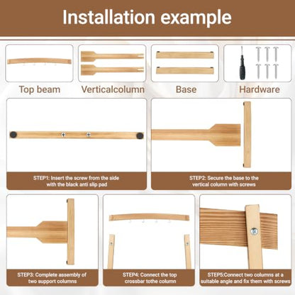 Wooden Wind Chime Stand & Gong Stand for 14 Inch Gong or 4 Koshi Chimes, Portable Tabletop Display Stand for Meditation, Sound Healing, Yoga Studio, Indoor Use with Base