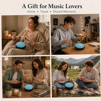 6.5-Inch 11-Note Steel Tongue Drum, Rain Drum for Outside & Garden - color: Sky Blue, size: 6.5 Inch 11 Notes