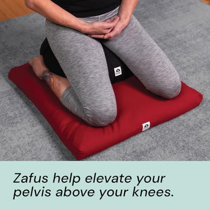 Meditation Cushion, Round, Buckwheat Husk Filled, Floor Pillow or Cushions, Yoga Seat, Zafu, Made in the USA - color: Natural