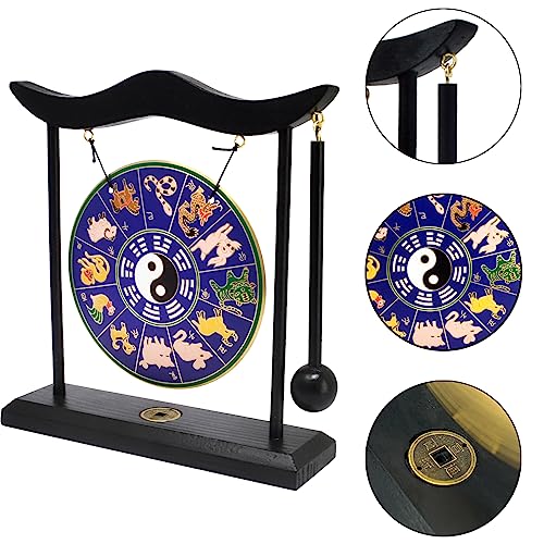 Chinese Brass Gong Tai Chi Zodiac Desktop Small Gong Meditation Bells - color: Fh1309