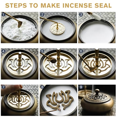 29 Pc Brass Incense Burner Kit for Powder Stick Cone Coil (Glod)