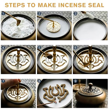 29 Pc Brass Incense Burner Kit for Powder Stick Cone Coil (Glod)