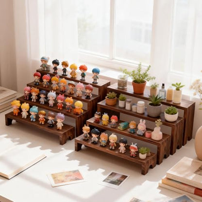 Wooden Tiered Risers Display Stands - 2 Set 8pcs Perfume and Cologne Shelf Organizer,Large Wooden Cupcake Dessert Table Display Set,Vendor Booth Display Items,Rustic Food Display Risers for Party and Events