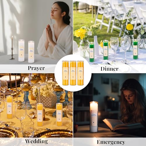 KONNI Pillar Candles in Glass Set of 3, 2x8 Inch Yellow Candle - color: Yellow