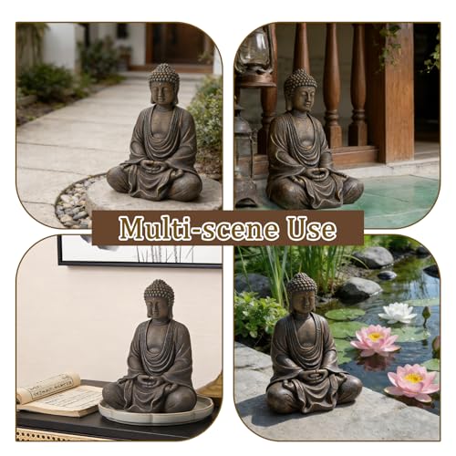 9.8" Buddha Statue Outdoor, Resin Garden Buddha Statue, Buddha Statues Indoor for Home Decor, Buddha Garden Statues Zen Decor for Yard, Patio, Lawn