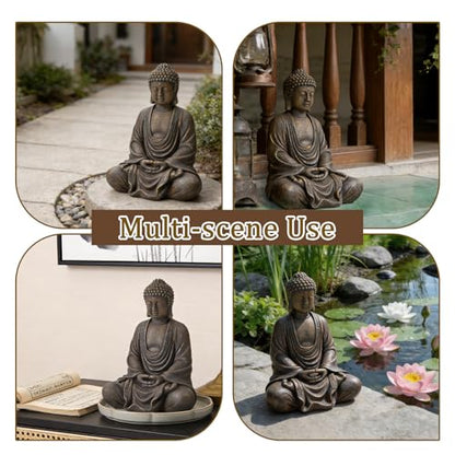 9.8" Buddha Statue Outdoor, Resin Garden Buddha Statue, Buddha Statues Indoor for Home Decor, Buddha Garden Statues Zen Decor for Yard, Patio, Lawn