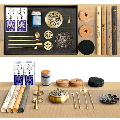 29 Pc Brass Incense Burner Kit for Powder Stick Cone Coil (Glod)