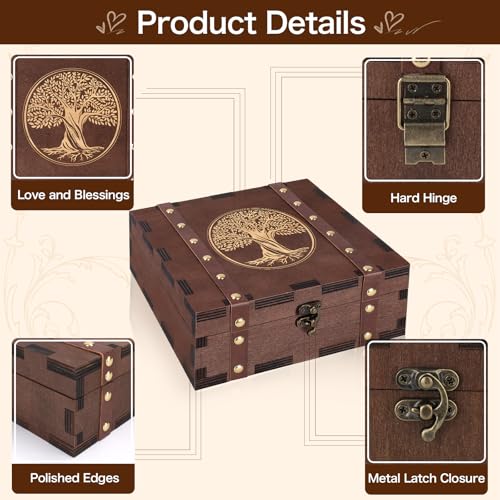 MACEVIA Tree of Life Wooden Keepsake Box Memory Tarot Witch Box with Lids - color: 02 Tree of life