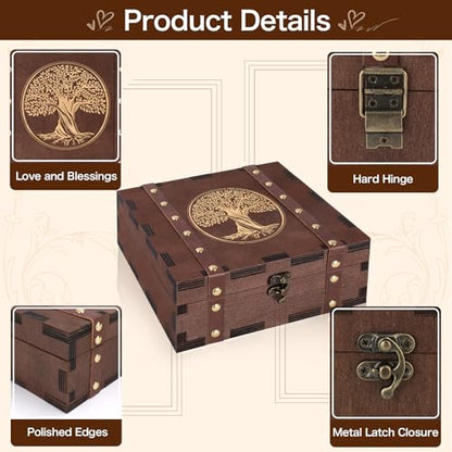 MACEVIA Tree of Life Wooden Keepsake Box Memory Tarot Witch Box with Lids - color: 02 Tree of life