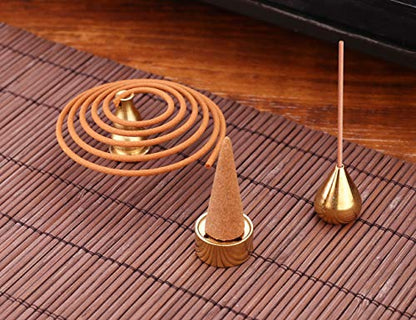 Miupoo Incense Holder, Coil Incense Burner, Incense Cone Burner, Incense Sticks Burner, 3 Styles Brass,6 Pieces