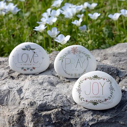 Pavilion Gift Company - Pray - 4" Garden Stone Outdoor Indoor Prayer Faith Religion Faithful Religious Ornamental Weatherproof Stone Home Garden Decor