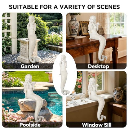 Large Mermaid Statue, 26 in DIY Outdoor Garden Sculpture Figurines - color: Mermaid-25.6"