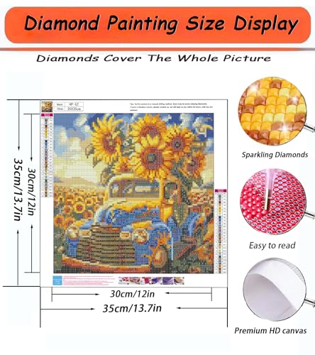 5D Sunflower Diamond Painting Kits for Adults Beginner 13.7X13.7inch - color: HP62
