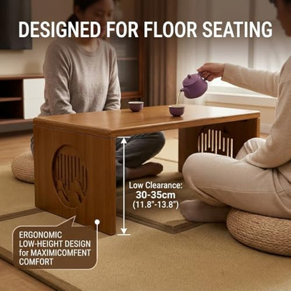 Japanese Floor Table, Bamboo Low Desk for Tea Meditation, Foldable No Assembly (Table (80cm)) - color: Table (80cm)