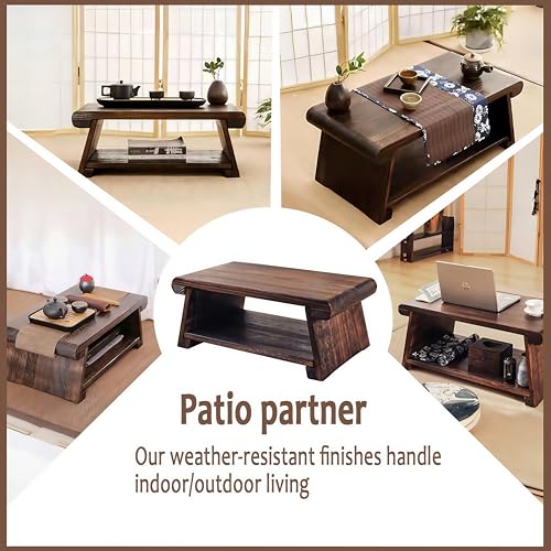 Folding Meditation Altar Table, 19.7" Japanese Low Floor Table