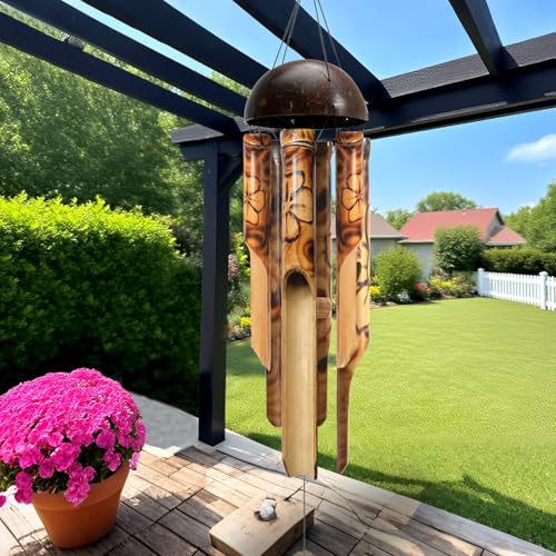 ASTARIN Bamboo Wind Chimes for Outside,Handcrafted Wooden Wind Chimes - size: 35 Inch