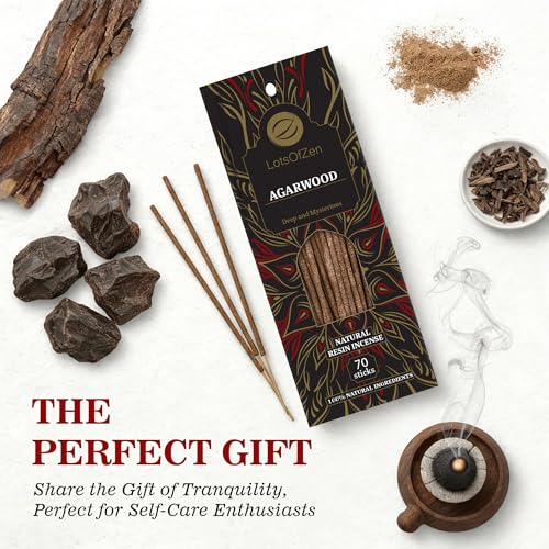 LOTS OF ZEN Agarwood Incense Sticks, Natural Oud Wood, 70 Count - color: Agarwood