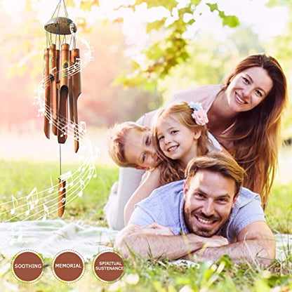 Bamboo Wind Chimes for Outside, Sunflower Wooden Wind Chime Memorial Gifts - size: 38" Sunflower