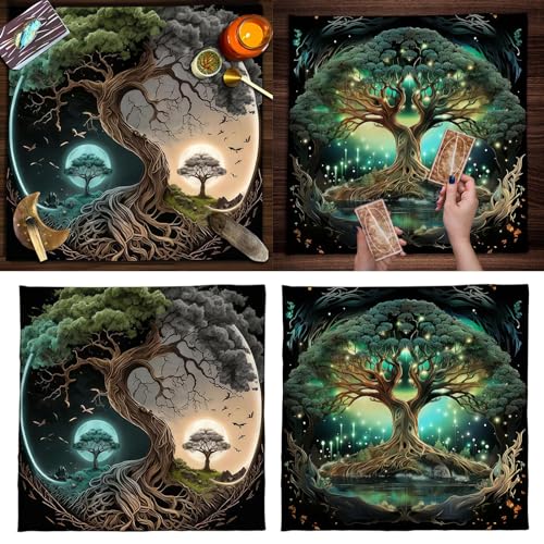 Trees of Life Altars Cloth Tarots Cards Tablecloth Divinations Cards Table Cloth Square Tapestry Witchcrafts Supply