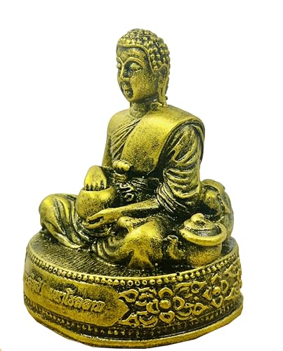 BUDDHO Phra Sivali Thera Buddha Statue Thai Buddhist Saint Arahant Gold Resin Thai Buddha Statue Thai Sculture (Small - 4" Height)
