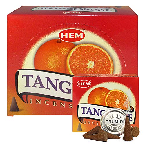 Tangerine Incense Cones and Cone Incense Burner Bundle Insence Insense Hem Incense - color: Tangerine