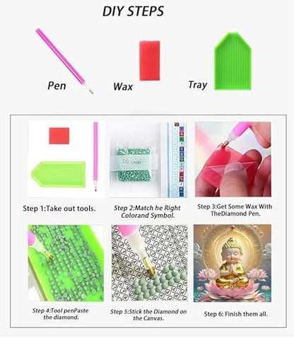 5D Lotus Buddha Diamond Painting Kits for Adults Beginner 13.7X13.7inch - color: HP143