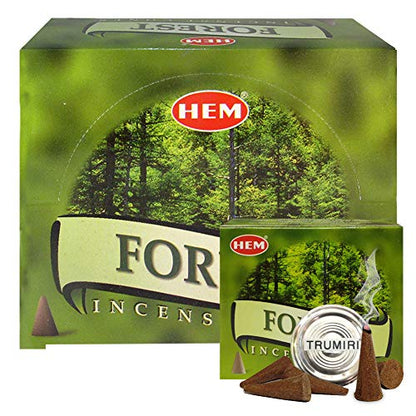 TRUMIRI Forest Incense Cones & Cone Incense Burner Bundle: 120pcs (12 Sets of 10pcs) - color: Forest