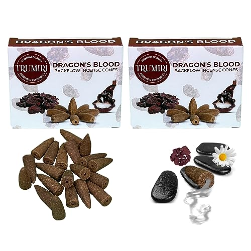 Dragons Blood Backflow Incense Cones - Total 20 Incense Cones Waterfall - Dual Pack of 10 Incense Backflow Cones - Waterfall Incense Cones - Incense Waterfall Cones - color: Dragons Blood, size: Pack of 2 (20 Cones)