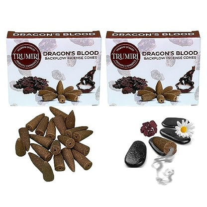 Dragons Blood Backflow Incense Cones - Total 20 Incense Cones Waterfall - Dual Pack of 10 Incense Backflow Cones - Waterfall Incense Cones - Incense Waterfall Cones - color: Dragons Blood, size: Pack of 2 (20 Cones)